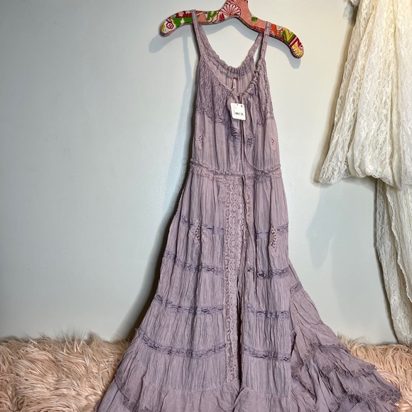 Free People Dolly Bodysuit lace crochet maxi Dress - Picture 4 of 9